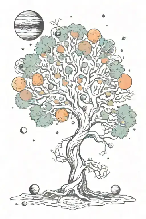 Universe Life Tree Space Surrounded By Planets