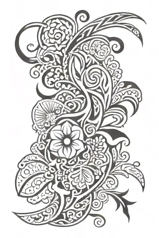 Primitive Tribal With Ornamental Floral