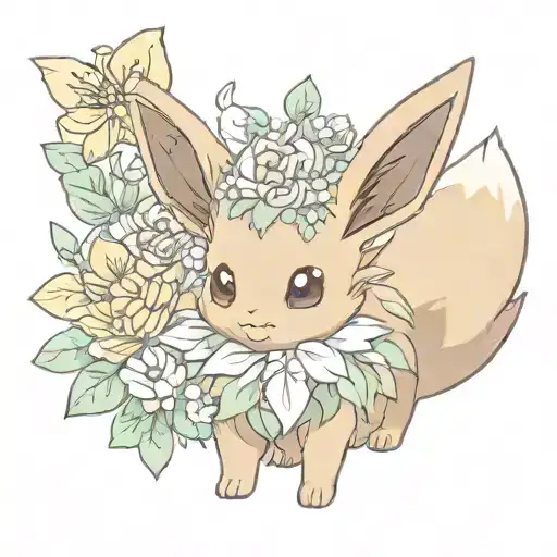 Eevee Pokemon With Flowers