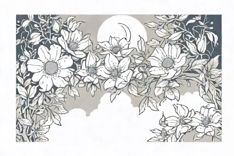 Flowers And Moon