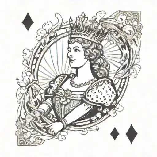 Tarot Card Design Featuring A Queen Playing Card Featuring