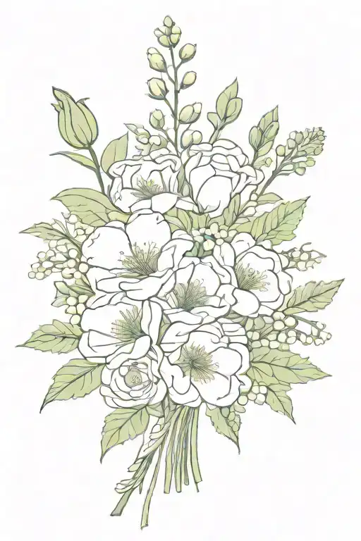 Birth Month Flower Bouquet Fine Line