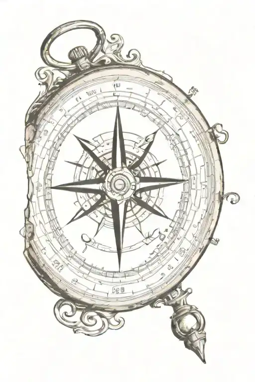 Compass With Open Scroll Across