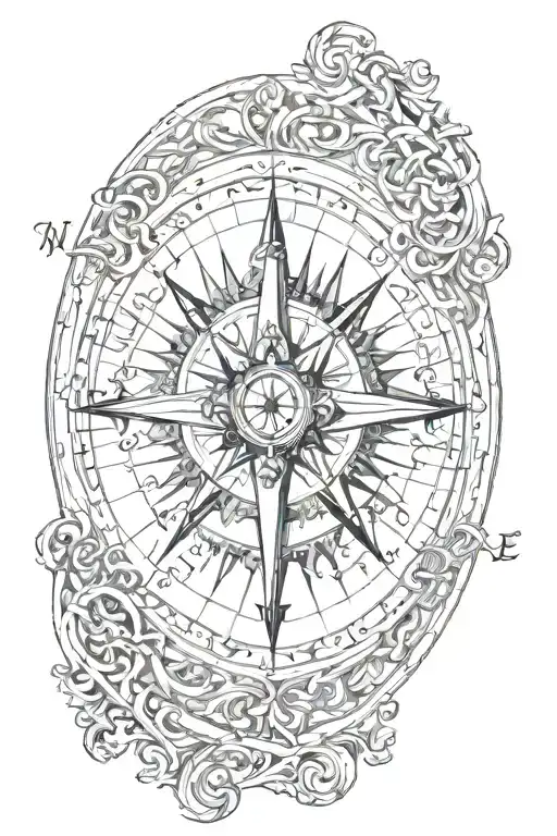 Compass With Open Scroll Twining