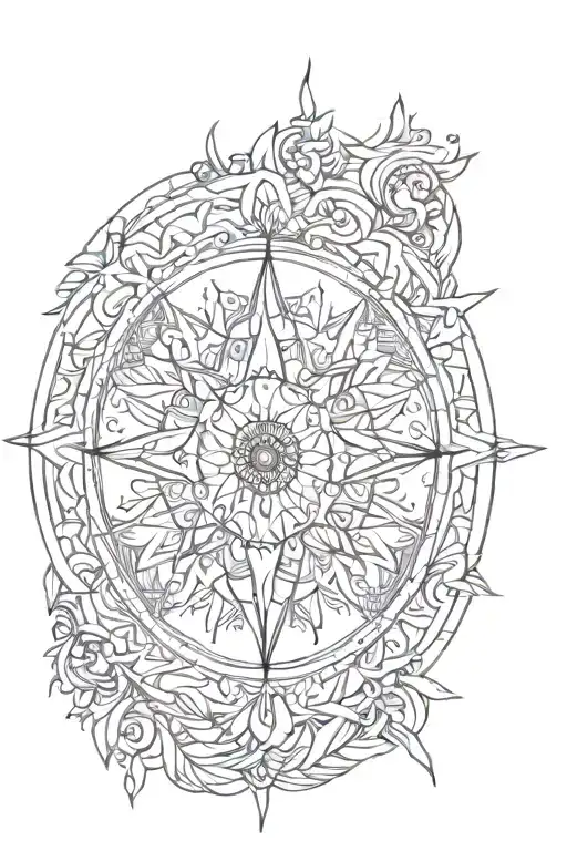 Mandala Compass Intertwined Within