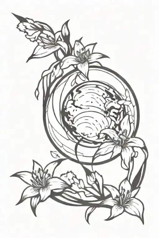 Planet Growing Amidst Lily Flowers