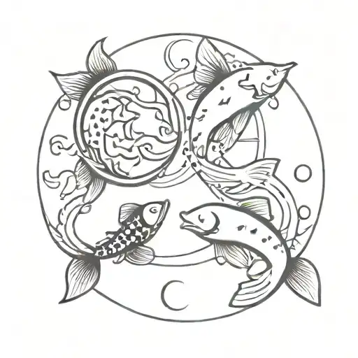 Sun And Moon With Koi Fish As Sun Arms