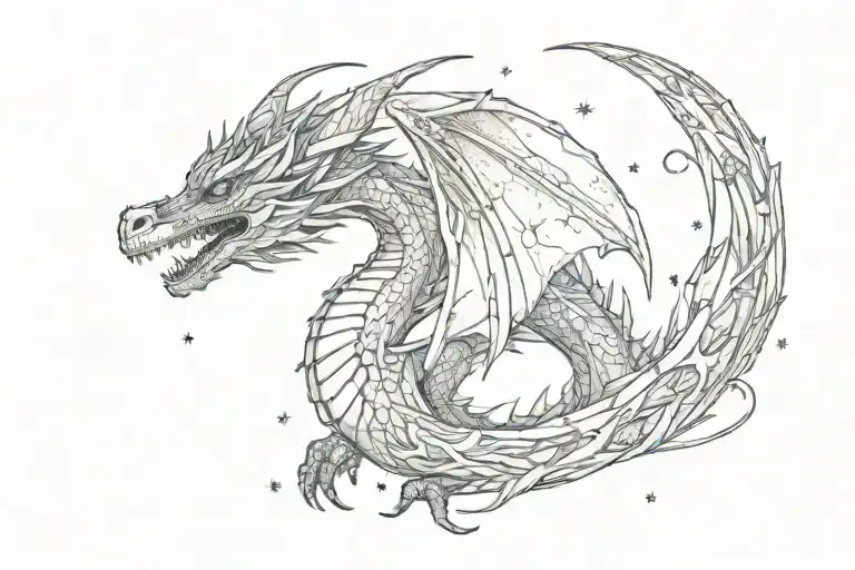 Dragon Wings Mauntains And Stars Forming