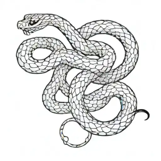 Metallic Snake Wrapping Around The Numbers 6972