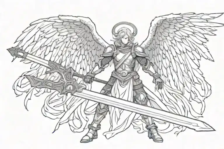 Fallen Angel Holding A Greatsword Posed