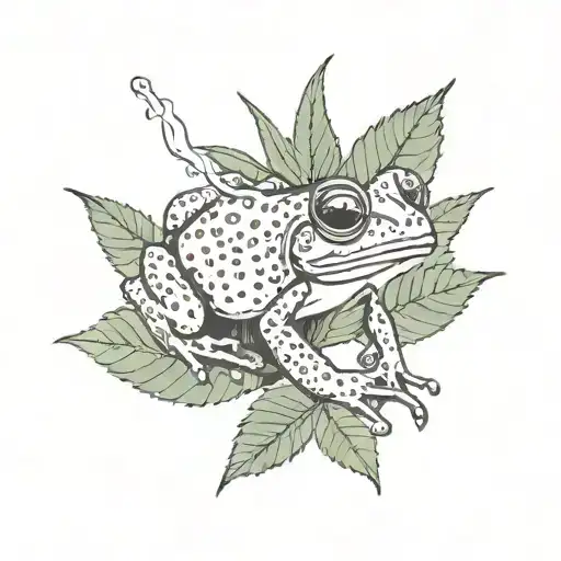 Stippled Frog Smoking Weed Leaf