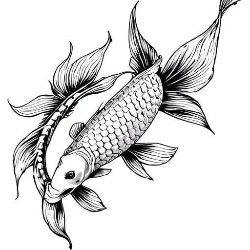 Koi Fish Eating Bamboo