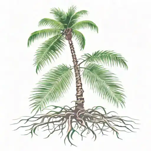 Palm Tree With Roots Growing