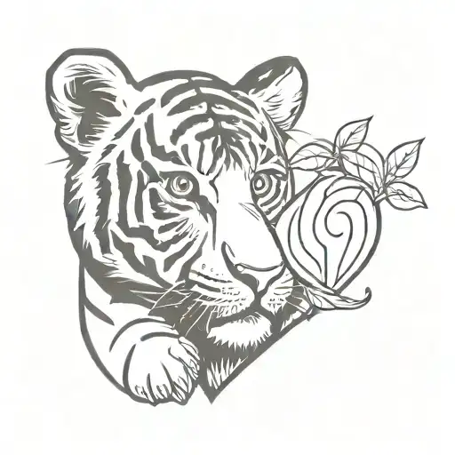Baby Tiger Hold Heart Shape