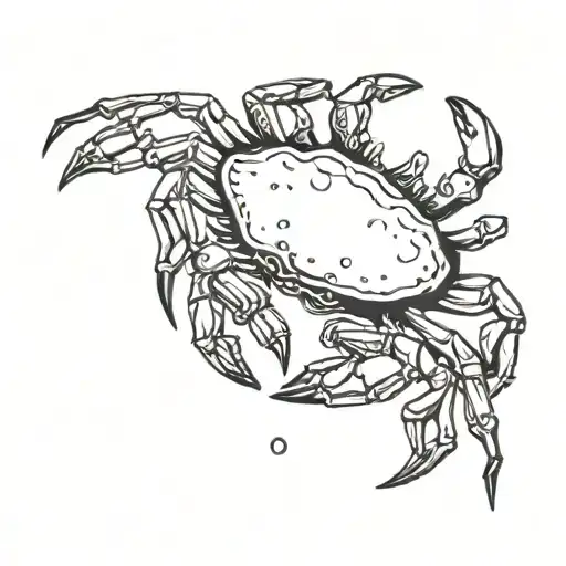 A Crab That Hold The Moon In Its Rght Pincher And A Water Droplet In Its Left Pincher