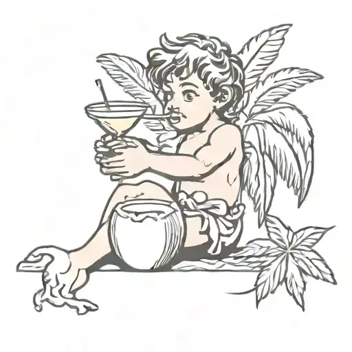 Cupid Drinking Coconut Cocktail