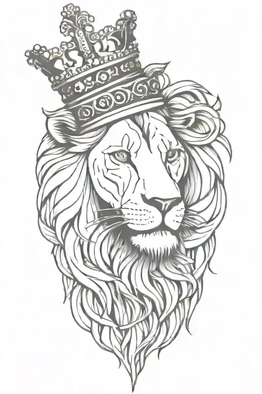 Lion Wearing A Crown On Top Of A Cross Intertwined