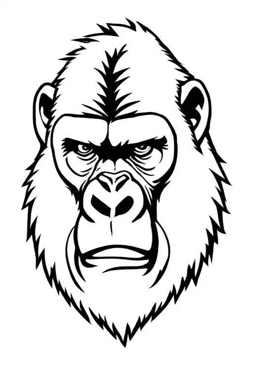Gorilla Head Tattoo Flash