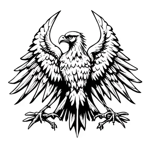 Gothic Double-headed Eagle Wings Spread Wide