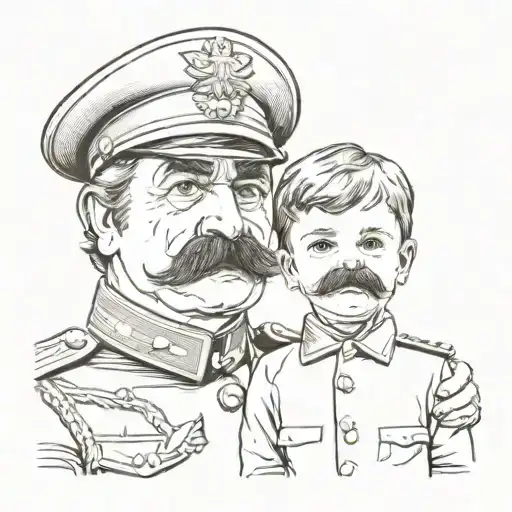General With Moustache And Ugly Little Kid