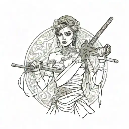 Angry But Beautiful Bride With A Murder Weapon