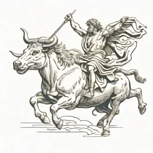 Greek God Jumping Over A Standing Bull