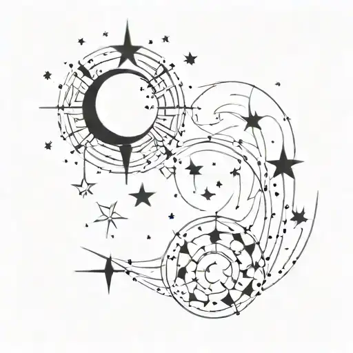 Minimalist Sleeve Stars Moon Constellation