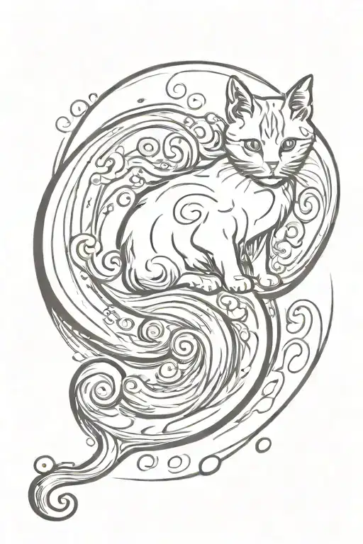 Cat Swirly Water Flowing