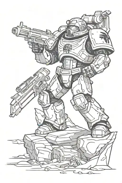 Space Marine Action Pose Tattoo Design