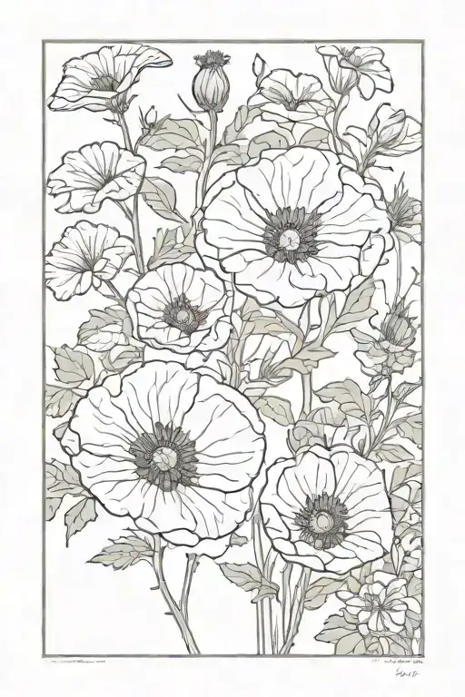 Poppy With Morning Glory Vine