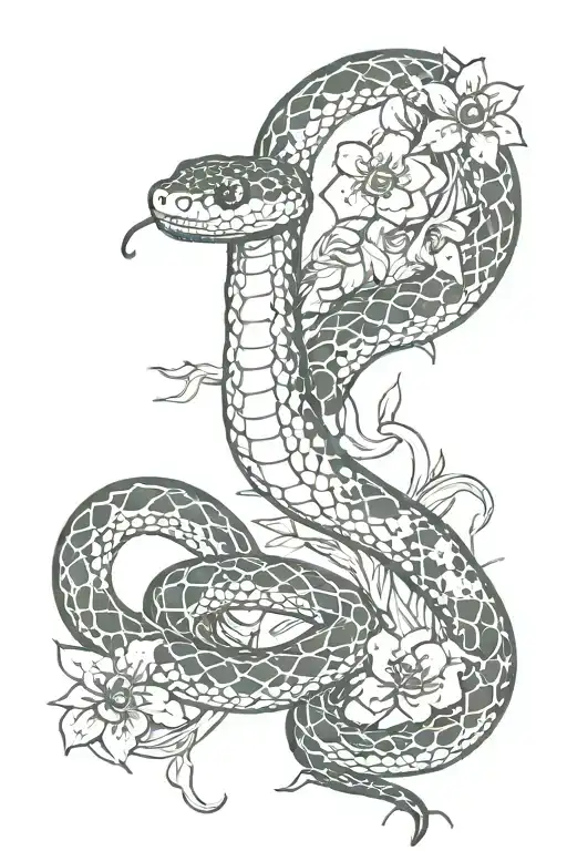 Snake With Flowers