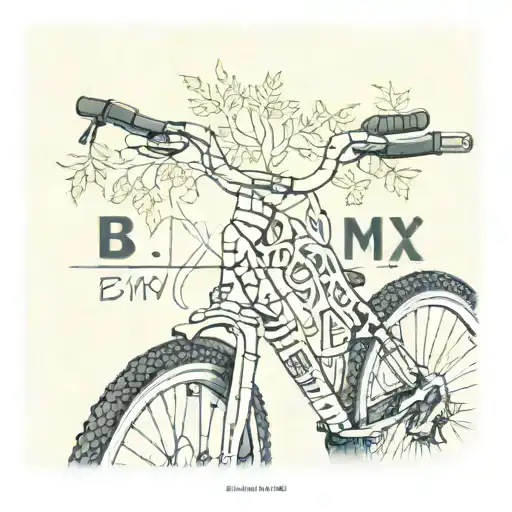 Bicycle Handlebar Against A Forest Background And The Inscription B7mx - Just Lines And Shadows