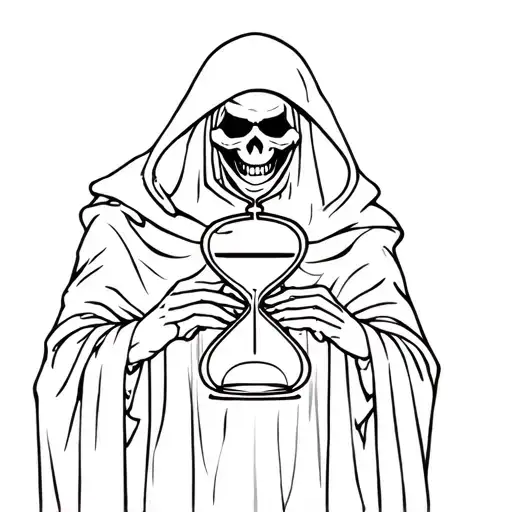 Grim Reaper Holding Hourglass