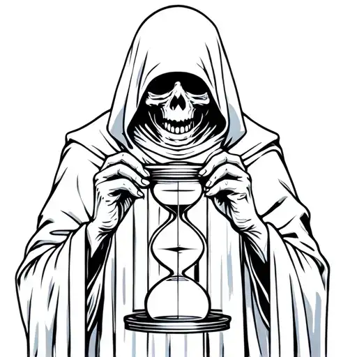 Grim Reaper Holding Hourglass