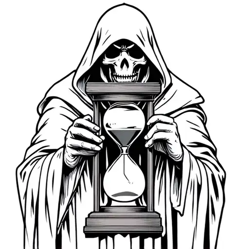 Grim Reaper Holding Hourglass