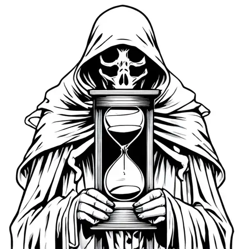 Grim Reaper Holding Hourglass