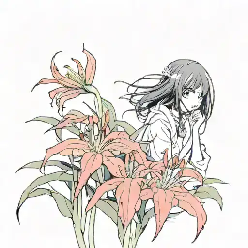 Anime Girl With Red Spider Lily