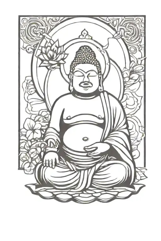Fat Buddha Evil Simply Outlines