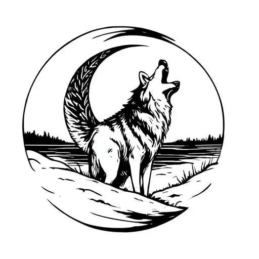 Nature Pisces Wolf Howling At The Moon