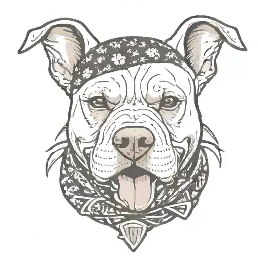 Pitbull Skull Wearing Bandanna Being A Gangster
