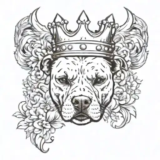 Pitbull Skull Wearing A Crown