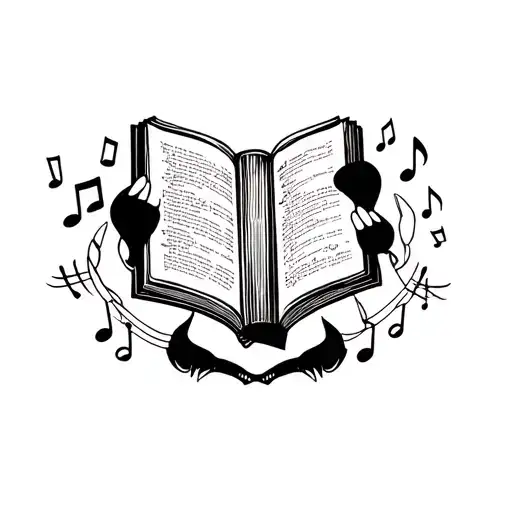 Gangster Girl Holding Open Book Surrounded My Music Notes