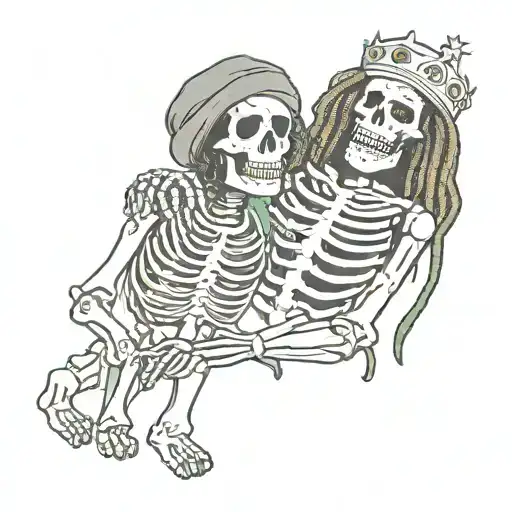 Skeleton King And Rastafarian Hugging