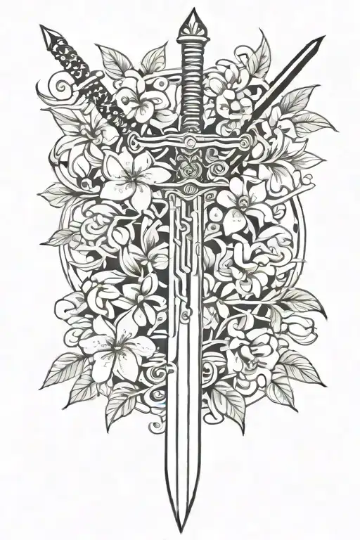 Kampilan Sword With Sampaguita Flowers Intertwined Filipino