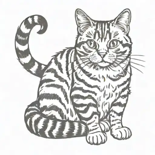Whimsical Tabby Cat Sitting