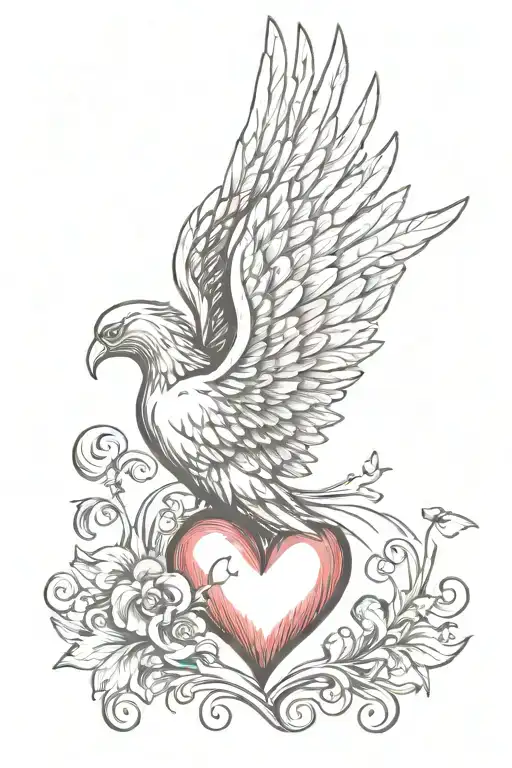 Heart With Angel Wings Flying