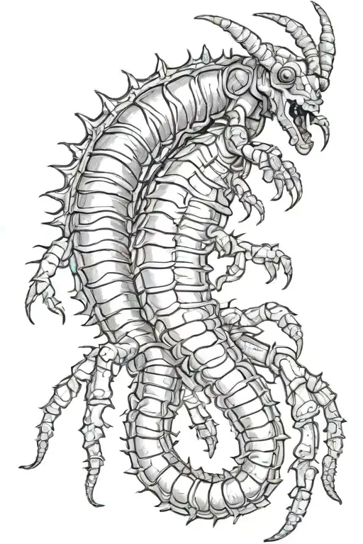 Centaur Scolopendra In Black And White