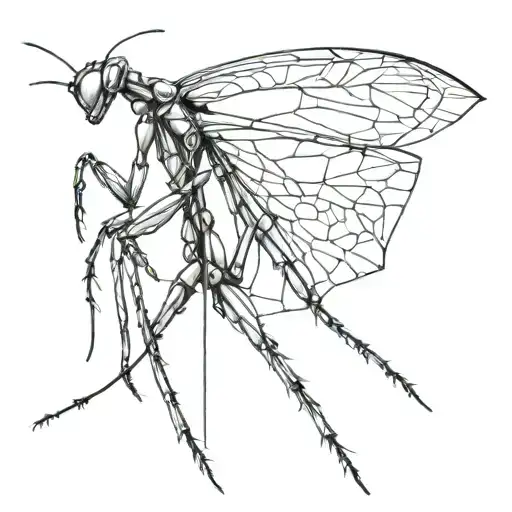 Preying Mantis Sketchy Line Drawing