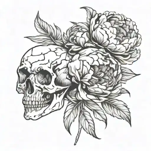 Peony With Skull Mysterious And Dark