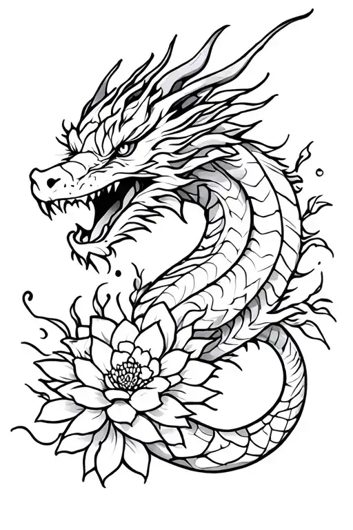 Dragon With Flowers